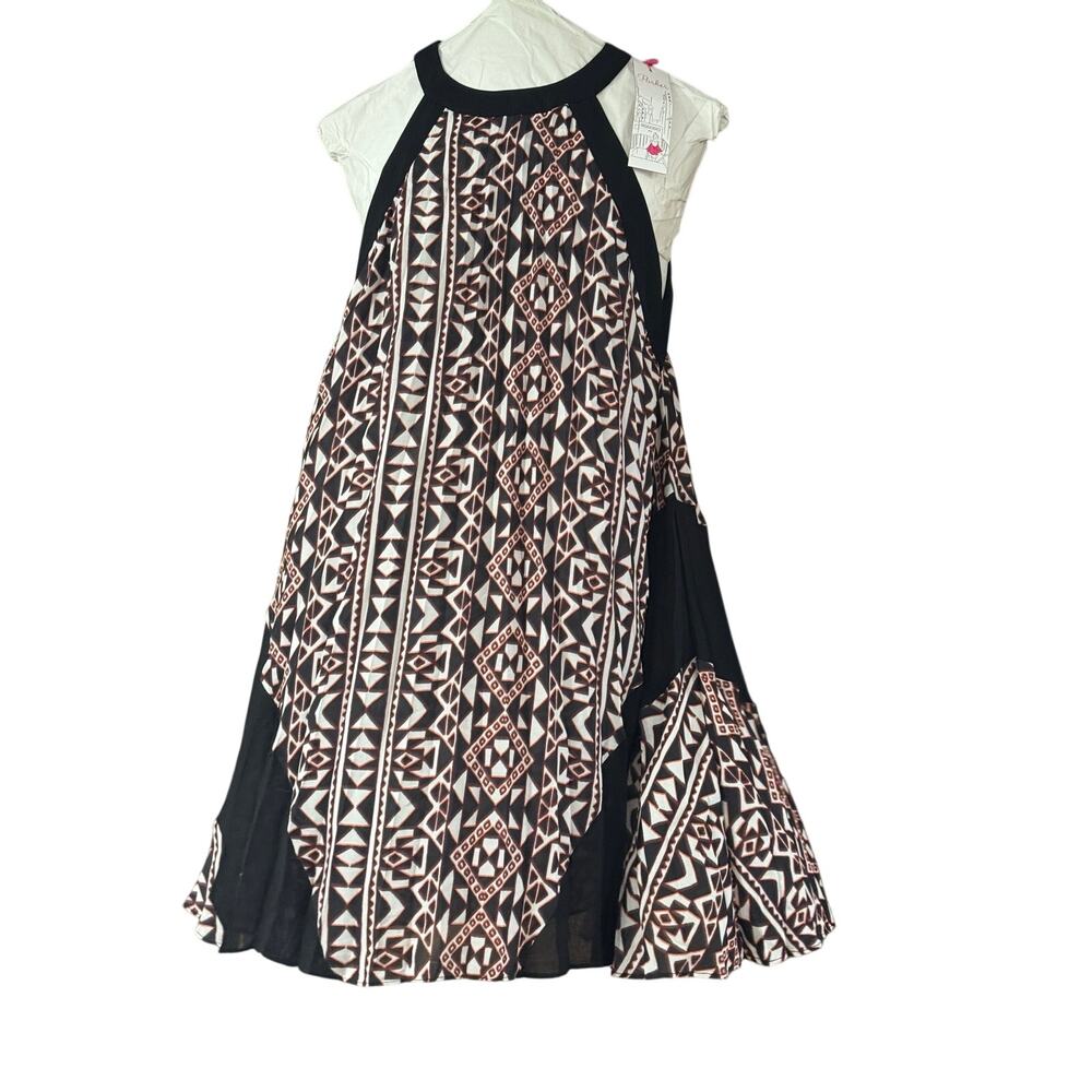 NWT Parker NY Halter Mini Dress Sz Small Black White Geometric Print Sleeveless - Picture 2 of 11